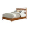 Transitional California King Size Wooden Bed with Slat Back Headboard, Brown