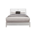 Transitional Full Size Wooden Bed with Slat Back Headboard, White