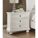 Transitional Style Two Drawer Wooden Night Stand with Round Bun Legs, White