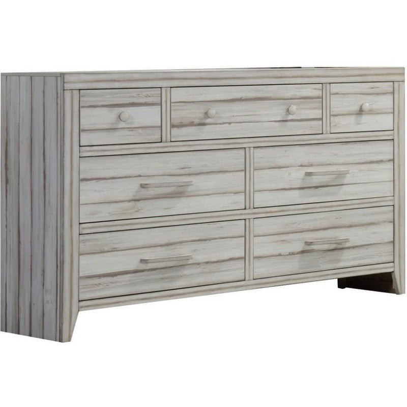 Transitional Style Wood Dresser with 7 Drawers, White