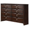 Transitional Style Wood Dresser with 8 Drawers, Brown