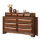 Transitional Style Wooden Dresser with Ten Drawers, Cherry Brown