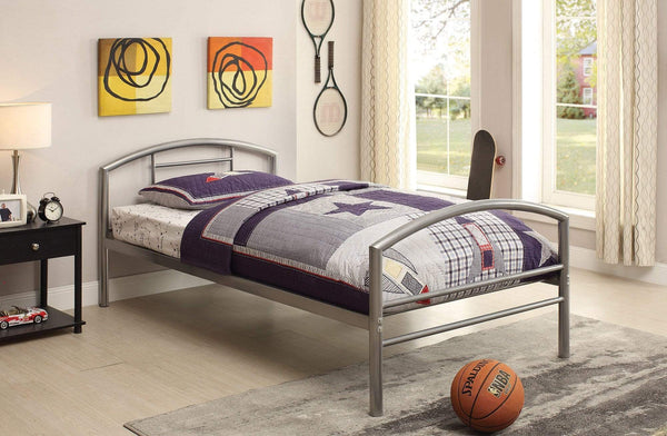 Bedroom Furniture Tube Shaped Metal Twin Size Bed In Silver Benzara
