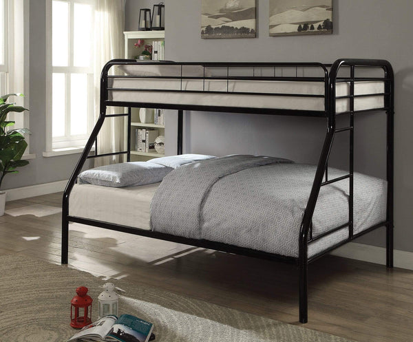 Twin over Full Bunk Bed In With Metal Frame, Black