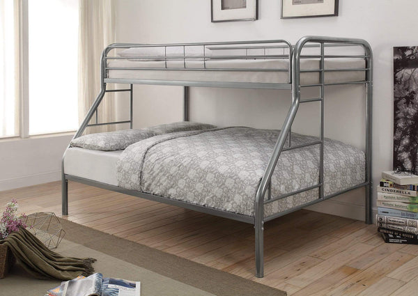 Twin over Full Bunk Bed In With Metal Frame, Silver