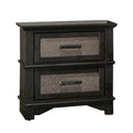 Two Drawer Nightstand With shimmer Front Panel & Bracket Legs, Dark Walnut