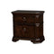 Two Drawer Solid Wood Nightstand with Clipped Corner, Espresso Brown