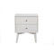 Two Drawers Mahogany Wood Nightstand with Tapered Legs, White