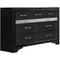 Bedroom Furniture Two Tone Wooden Dresser With Nine Drawers, Black And Silver Benzara