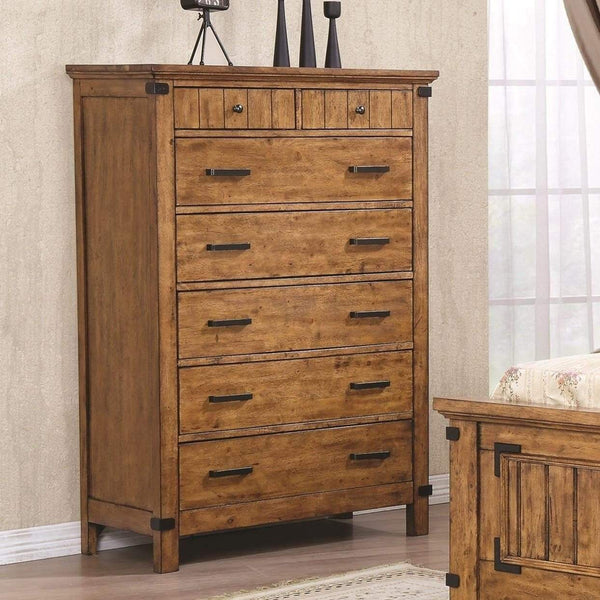 Wooden Chest with 7 Drawers, Warm Honey Brown