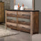 Wooden Dresser with Rough-Sawn Design & Rivet Banding, Brown