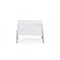 Wooden Nightstand with One Drawer and Inverted V shaped Steel Legs, White and Silver