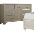 Wooden Seven Drawer Dresser With Bracket Legs, Champagne