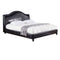 Wooden California King Size Bed with Leatherette Padded Headboard and Footboard, Black