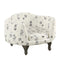 Wooden Pet Bed with French Bulldog Print Fabric Upholstery, Cream and Gray