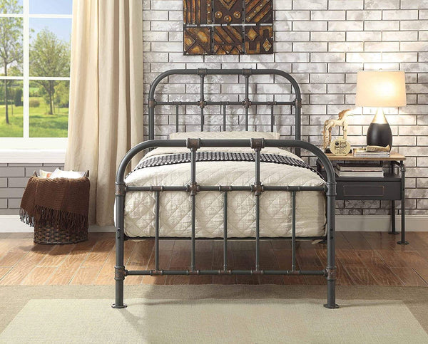 Bedroom Twin Beds For Sale - 80" X 43" X 45" Sandy Gray Metal Twin Bed HomeRoots