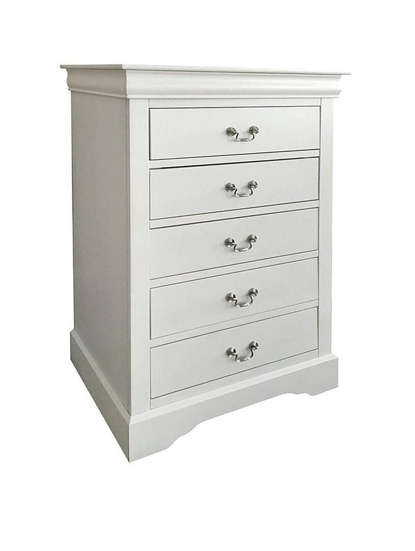 Bedroom White Chest of Drawers - 32" X 18" X 48" White Metal Chest HomeRoots