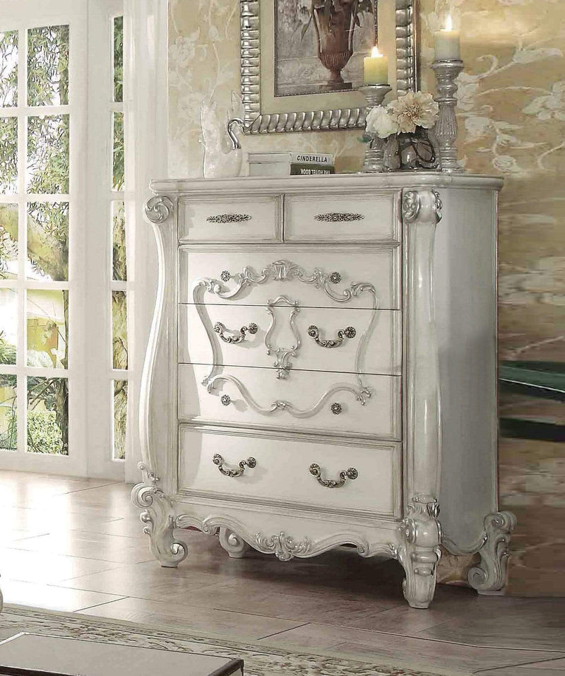 Bedroom White Chest of Drawers - 47" X 22" X 55" Bone White Wood Chest HomeRoots