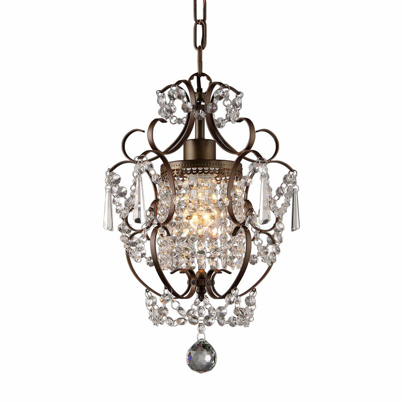 Beds Bedroom Chandeliers - Rosalie 1-light Antique Bronze 11-inch Crystal Chandelier HomeRoots