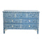 Beds Bedroom Chest of Drawers - 19" X 55" X 35" Blue Bone Resin Mdf Birchwood Ply Chest 7 Drawers HomeRoots