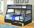 Beds Bunk Bed For Kids - 78'.75" X 42'.5-57'.25" X 65" Grey Manufactured Wood and Solid Wood Twin/Full Bunk Bed with 2 Drawers HomeRoots