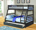Beds Bunk Bed For Kids - 78'.75" X 42'.5-57'.25" X 65" Grey Manufactured Wood and Solid Wood Twin/Full Bunk Bed with Matching Trundle HomeRoots