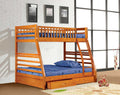 Beds Bunk Bed For Kids - 78'.75" X 42'.5-57'.25" X 65" Oak Manufactured Wood and Solid Wood Twin/Full Bunk Bed with 2 Drawers HomeRoots