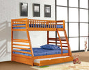 Beds Bunk Bed For Kids - 78'.75" X 42'.5-57'.25" X 65" Oak Manufactured Wood and Solid Wood Twin/Full Bunk Bed with Matching Trundle HomeRoots