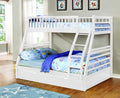 Beds Bunk Bed For Kids - 78'.75" X 42'.5-57'.25" X 65" White Manufactured Wood and Solid Wood Twin/Full Bunk Bed with Matching Trundle HomeRoots