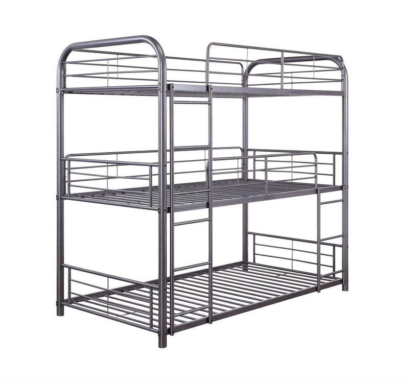 Beds Bunk Beds - 42" X 79" X 74" Gunmetal Metal Triple Bunk Bed - Twin HomeRoots