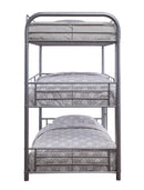 Beds Bunk Beds - 42" X 79" X 74" Silver Metal Triple Bunk Bed - Twin HomeRoots