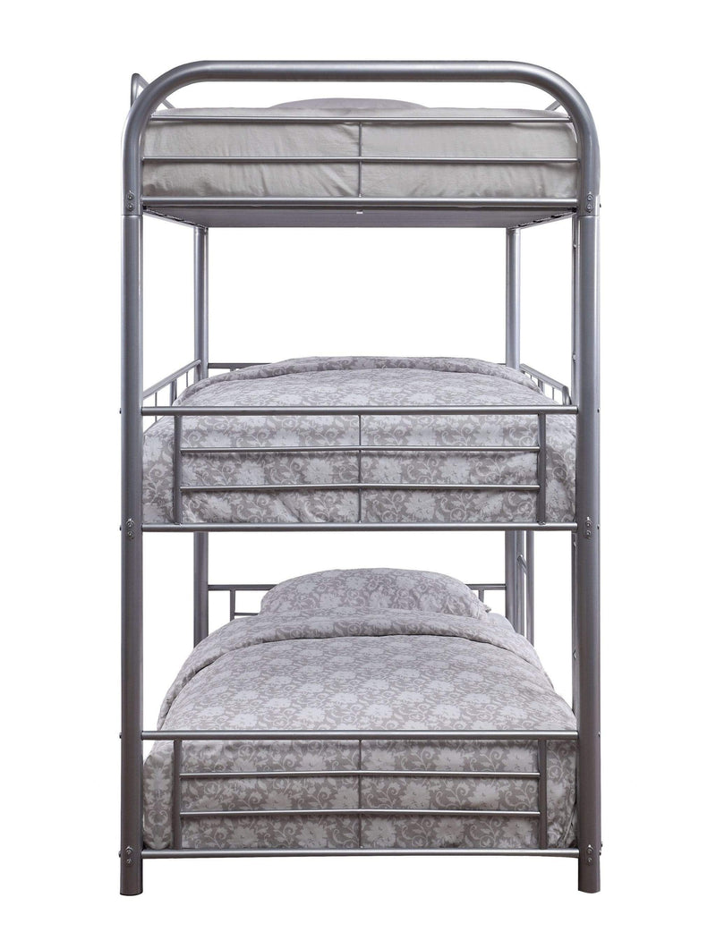 Beds Bunk Beds - 42" X 79" X 74" Silver Metal Triple Bunk Bed - Twin HomeRoots