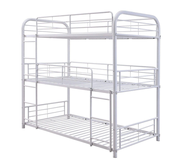 Beds Bunk Beds - 42" X 79" X 74" White Metal Triple Bunk Bed - Twin HomeRoots