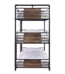 Beds Bunk Beds - 43" X 79" X 79" Sandy Black Dark Bronze Hand-Brushed Metal Wood Triple Bunk Bed - Twin HomeRoots