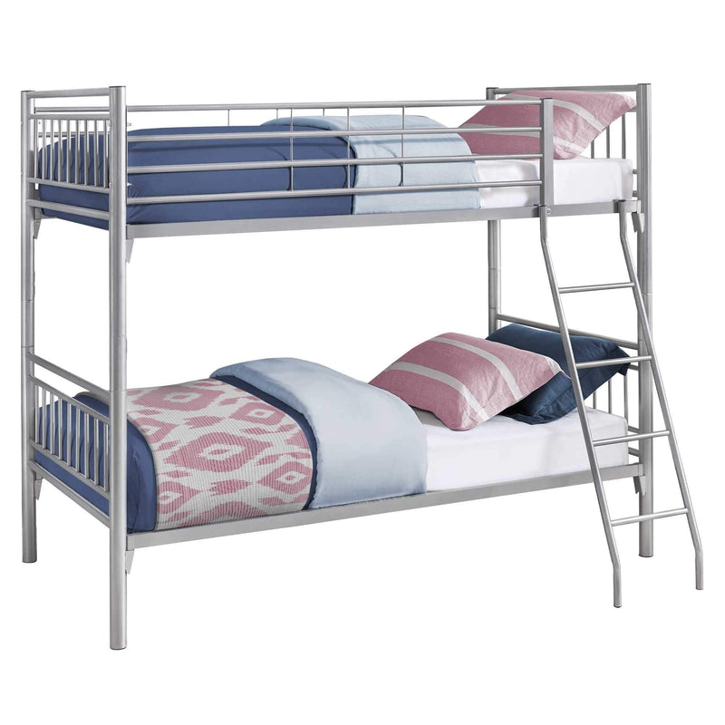 Beds Bunk Beds - 56'.75" x 78'.5" x 65'.75" Silver, Metal, Detachable, Bunk Bed - Twin Size HomeRoots