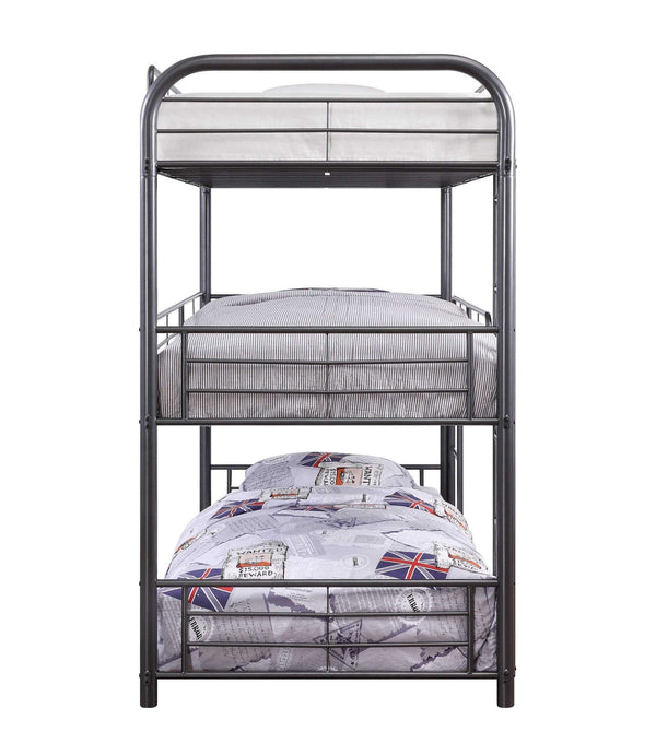 Beds Bunk Beds - 57" X 79" X 74" Gunmetal Metal Triple Bunk Bed - Full HomeRoots