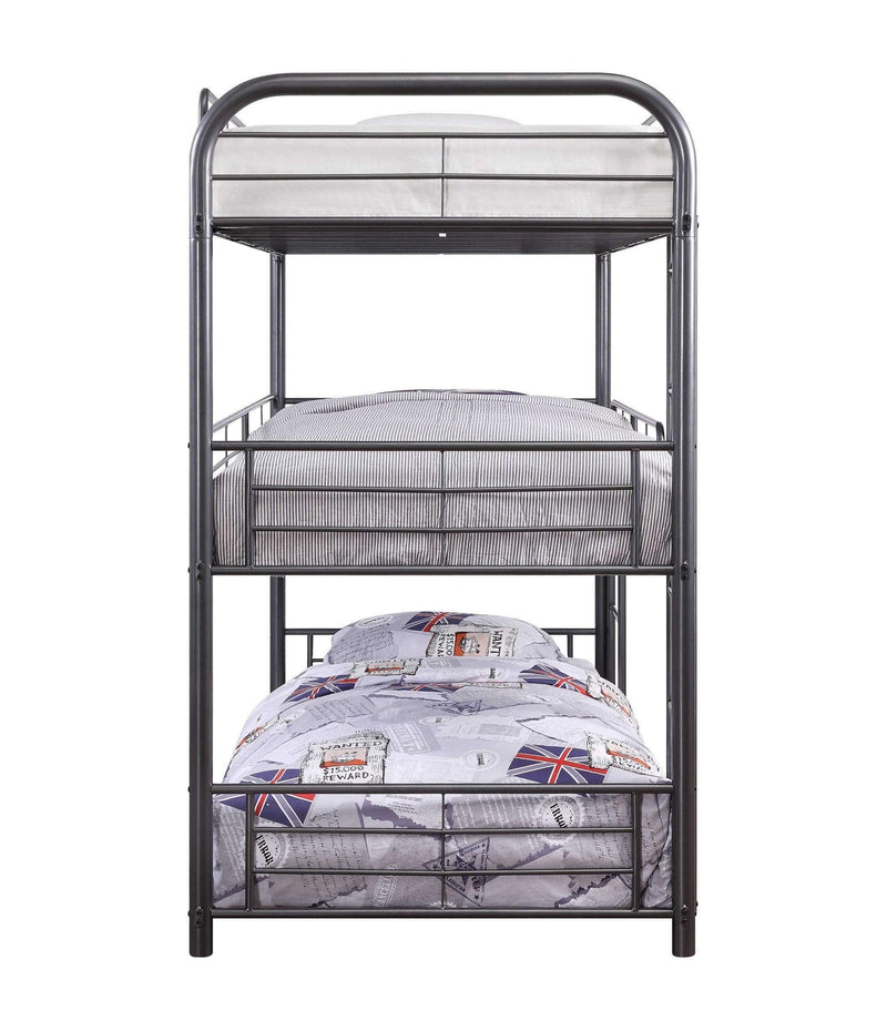 Beds Bunk Beds - 57" X 79" X 74" Gunmetal Metal Triple Bunk Bed - Full HomeRoots