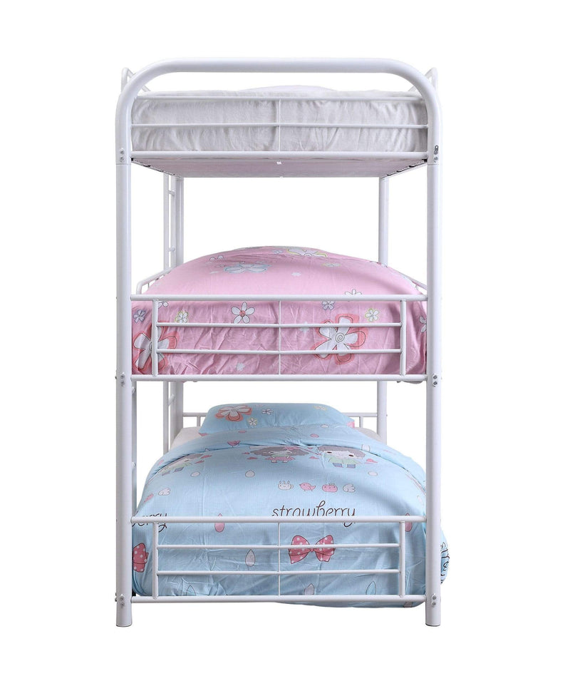 Beds Bunk Beds - 57" X 79" X 74" White Metal Triple Bunk Bed - Full HomeRoots