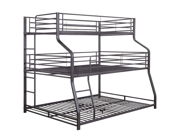 Beds Bunk Beds - 62" X 83" X 74" Gunmetal Metal Triple Bunk Bed - Twin/Full/Queen HomeRoots