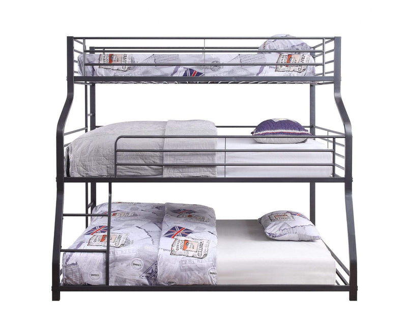 Beds Bunk Beds - 62" X 83" X 74" Gunmetal Metal Triple Bunk Bed - Twin/Full/Queen HomeRoots
