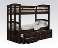Beds Bunk Beds - 80" X 41" X 71" Espresso Twin Over Twin Bunk Bed And Trundle With 3 Drawers HomeRoots
