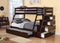 Beds Bunk Beds - 98" X 56" X 65" Espresso Pine Wood Bunk Bed (Twin/Full) with Trundle HomeRoots