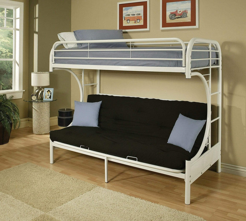 Beds Bunk Beds For Kids - 78" X 41" X 65" White Metal Tube Futon Bunk Bed HomeRoots