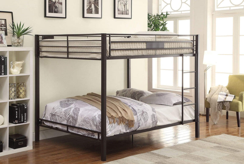 Beds Bunk Beds For Kids - 83" X 63" X 65" Sandy Black Metal Bunk Bed HomeRoots