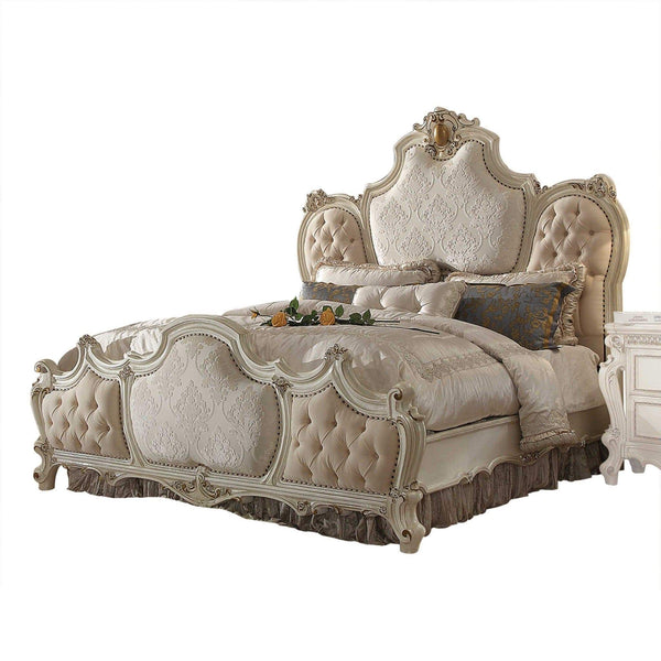 Beds California King Bed Frame - 85" X 93" X 78" Fabric Antique Pearl Wood Poly Resin Upholstery California King Bed HomeRoots