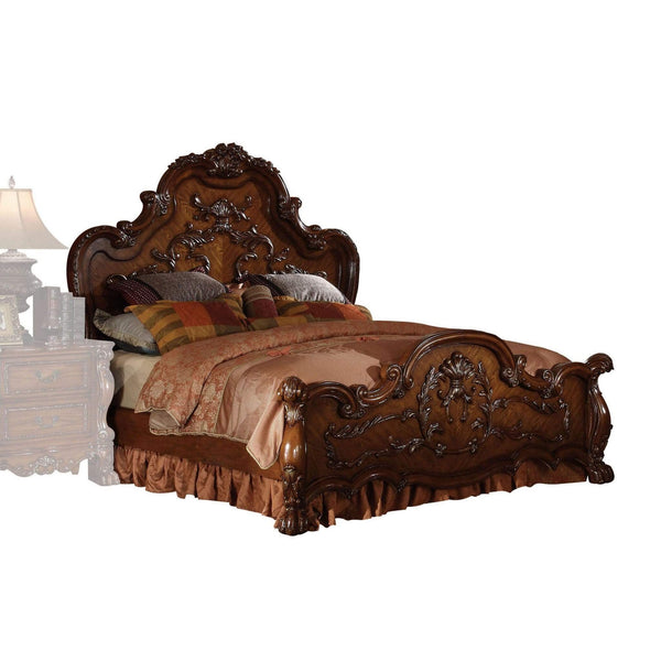 Beds California King Bed Frame - 88" X 96" X 76" Cherry Oak Wood Poly Resin California King Bed HomeRoots