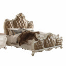 Beds California King Bed Frame - 89" X 89" X 78" PU Antique Pearl Wood Poly Resin Upholstery Eastern King Bed HomeRoots