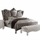 Beds California King Bed Frame - 91" X 96" X 75" Velvet Antique Platinum Upholstery Poly Resin Eastern King Bed HomeRoots