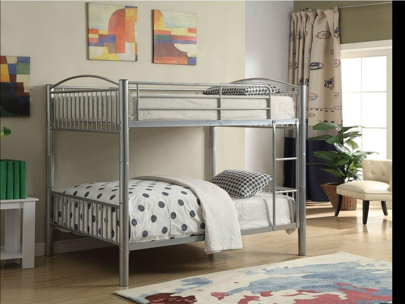 Beds Full Bunk Beds - 78" X 56" X 67" Silver Metal Full Over Full Bunk Bed HomeRoots