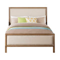 Beds Full Size Bed - 57" X 80" X 53" Beige Linen Reclaimed Oak Wood Upholstery Full Bed HomeRoots